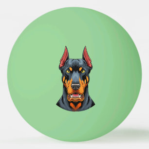 Balle De Ping Pong Portraits d'un chien Doberman tête vue de face