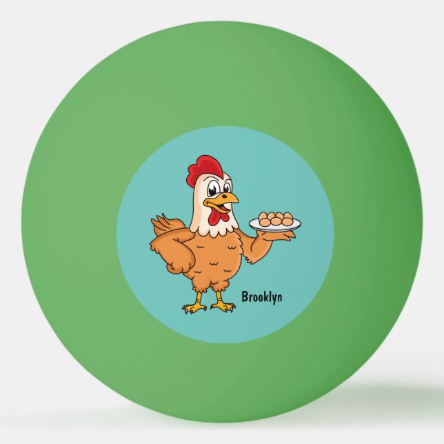 Balle De Ping Pong Poulet avec oeufs sur plaque de dessin animé (Devant)