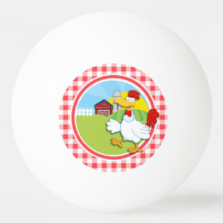 Balle De Ping Pong Poulet de ferme; En vichy rouge et blanc