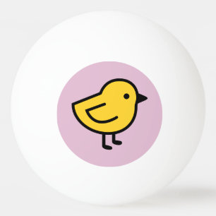 Balle De Ping Pong Poulet Jaune Sur Fond Rose