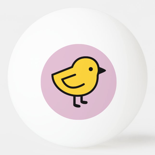 Balle De Ping Pong Poulet Jaune Sur Fond Rose (Devant)