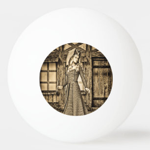 Balle De Ping Pong Princesse Médiévale Sépia Art Renaissance