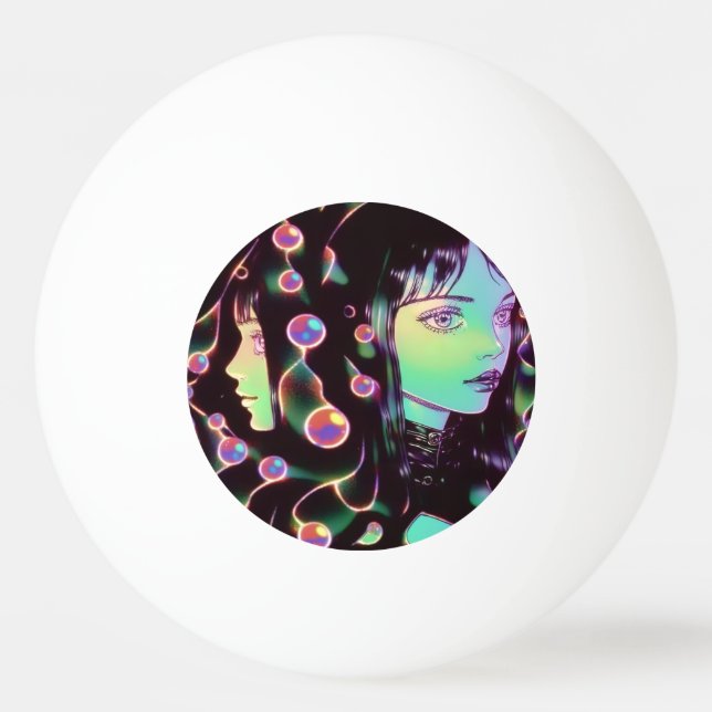 Balle De Ping Pong Psychedélique Anime Girl (Devant)
