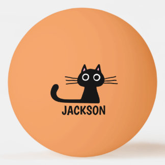 Balle De Ping Pong Quirky Kitty Personnalisé | Chat noir Cool personn