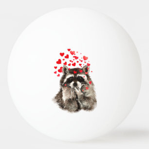 Balle De Ping Pong Raccoon drôle Baiser et Coeurs d'amour