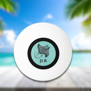 Balle De Ping Pong Raie Manta sur Monogramme en Métal Brossé Faux Sar