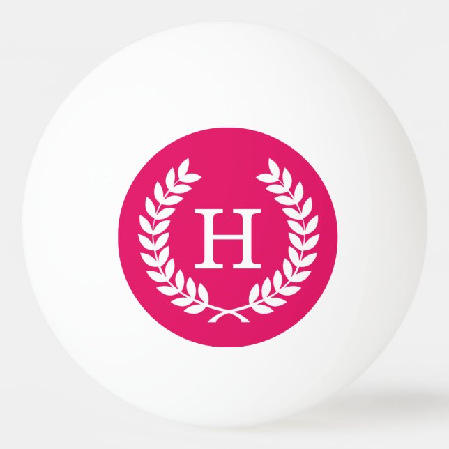 Balle De Ping Pong Raspberry Wht Wheat Laurel Wreath Première monogra (Devant)