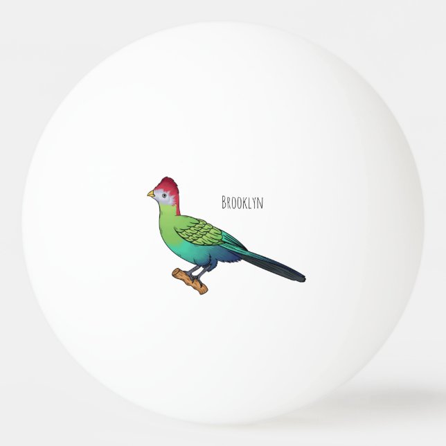 Balle De Ping Pong Red-crested turaco bird cartoon illustration (Devant)