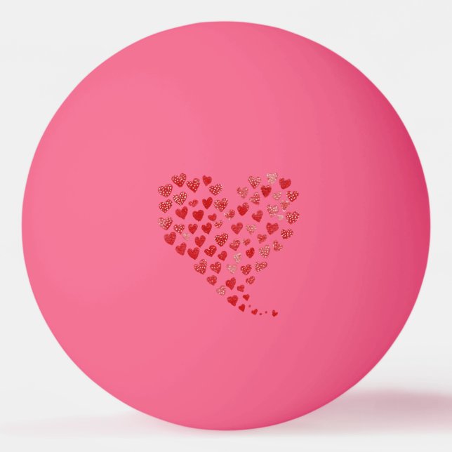 Balle De Ping Pong Red Hearts Valentine's Day (Dos)