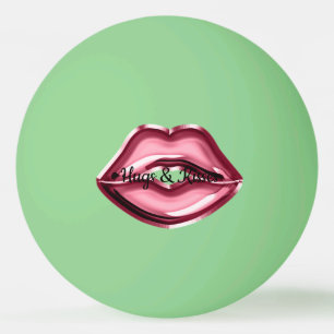 Balle De Ping Pong Red Lips Kiss Hearts