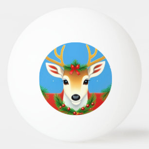 Balle De Ping Pong Renne festif avec couronne de Noël
