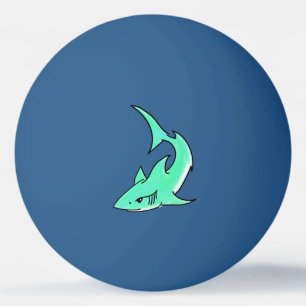 Balle De Ping Pong requin souriant de dessin animé bleu vert océan an