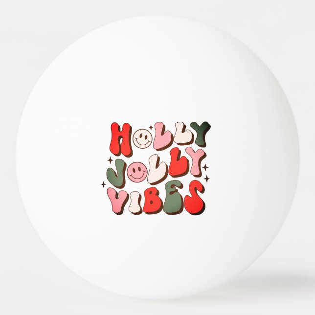 Balle De Ping Pong Retro Noël Holly Jolly Vibes Vacances tendance (Devant)
