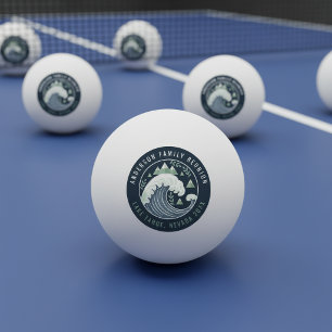 Balle De Ping Pong Réunion de famille au lac de montagne motif rond I