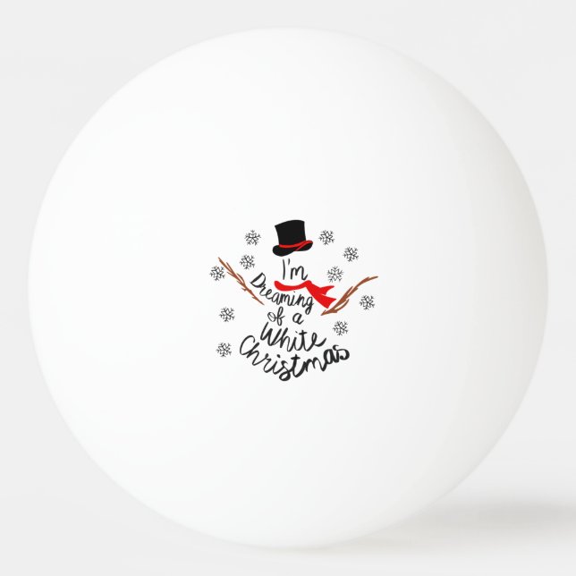 Balle De Ping Pong Rêver d'un bonhomme blanc de neige de Noël (Devant)