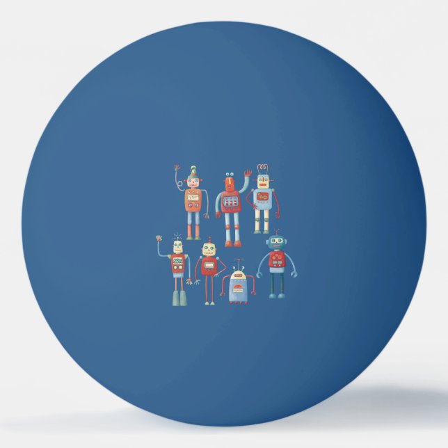Balle De Ping Pong Robots rétro mites (Devant)
