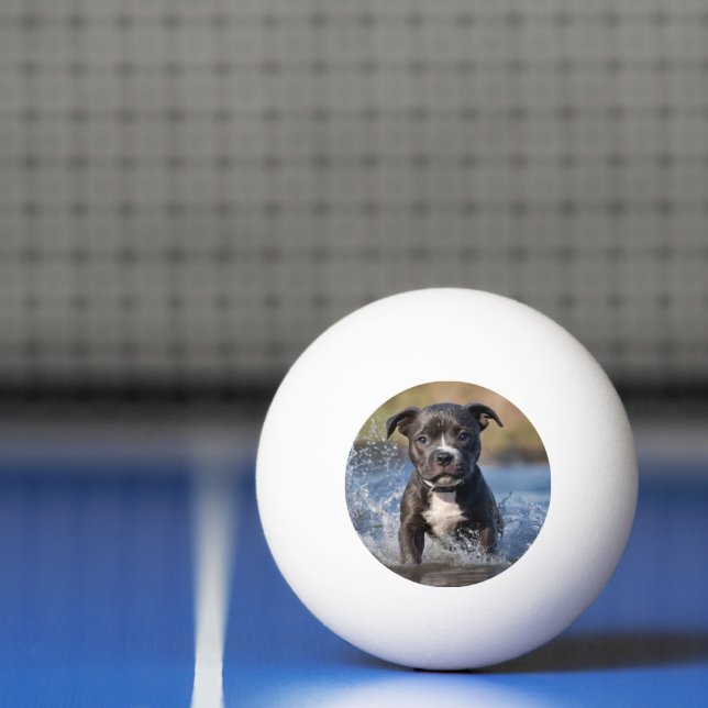 Balle De Ping Pong Robuste Puppy S'Éclatant Dans La Mer, (Filet)