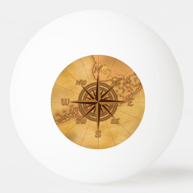 Balle De Ping Pong Rose de boussole antique de style (Devant)