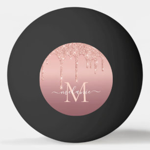 Balle De Ping Pong Rose Gold Parties scintillant Votre Lettre Nom Pin