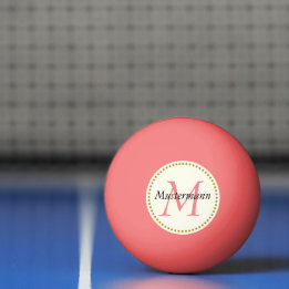 Balle De Ping Pong Rose personnalisée avec monogramme