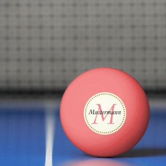 Balle De Ping Pong Rose personnalisée avec monogramme