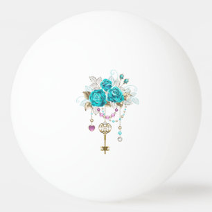 Balle De Ping Pong Roses Turquoise avec Clés