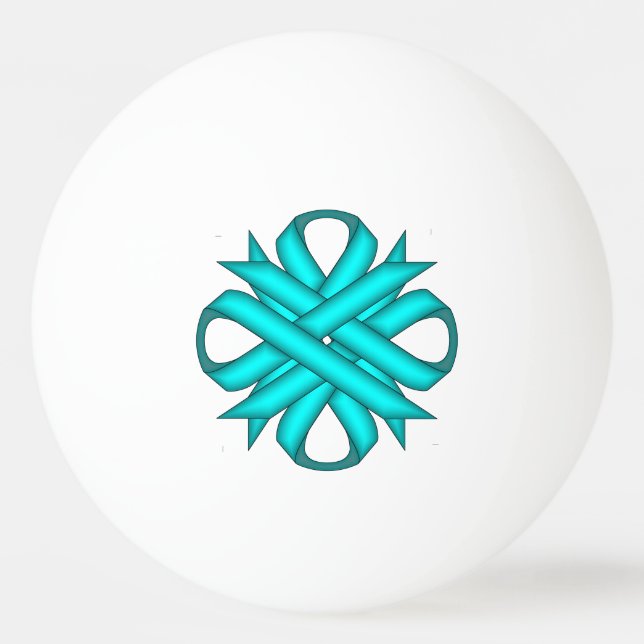 Balle De Ping Pong Ruban de trèfle bleu / Turquoise par Kenneth Yonci (Devant)
