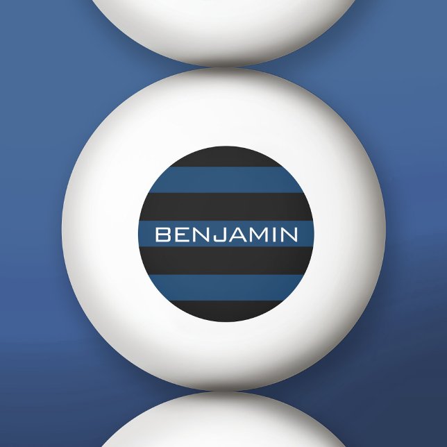 Balle De Ping Pong Rugby bleu marine et noir avec nom personnalisé (Custom Ping Pong Ball)