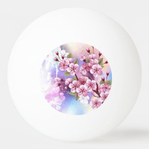 Balle De Ping Pong Sakura rose sur la peinture Arrière - plan
