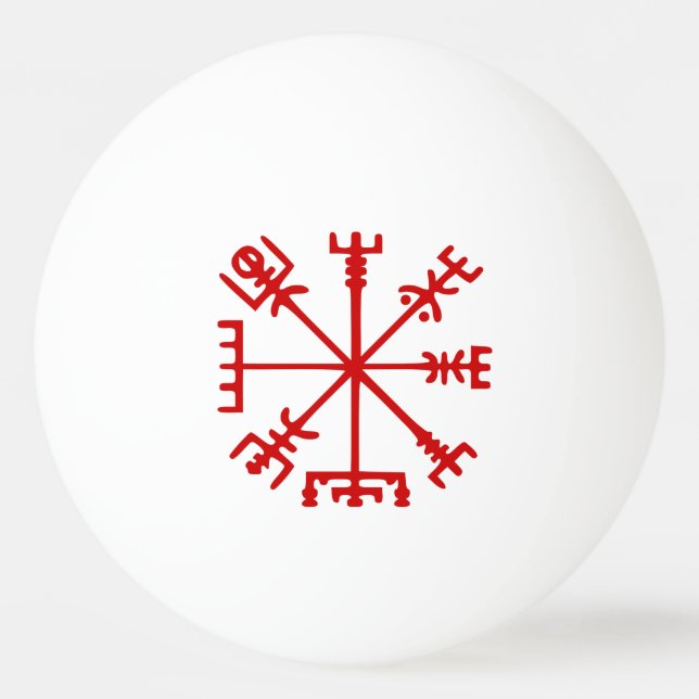 Balle De Ping Pong Sang Red Vegvísir (Viking Compass) Ping Pong Ball (Devant)