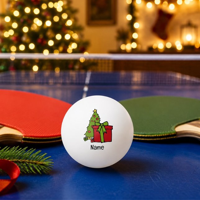 Balle De Ping Pong Sapin de Noël et boîte cadeau rouge (Créateur téléchargé)