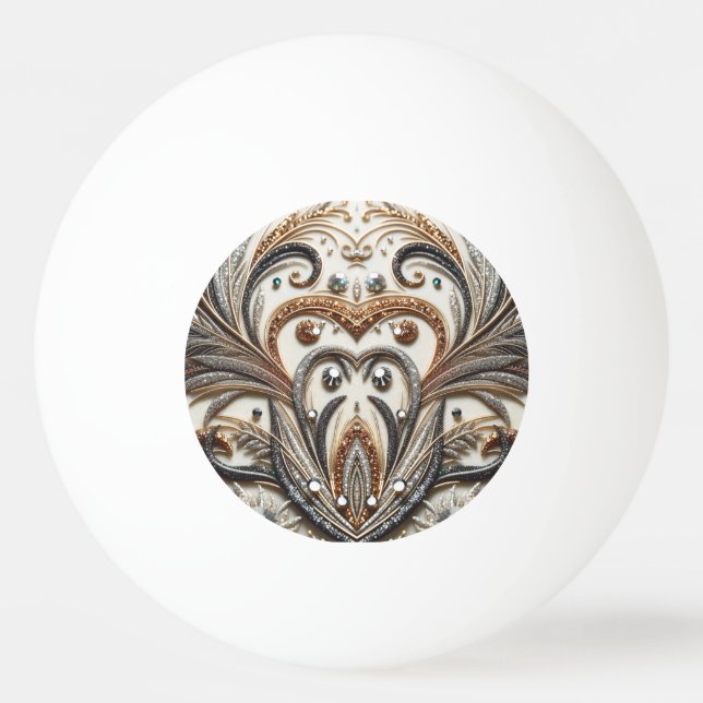 Balle De Ping Pong Schéma floral brillant avec pierre de gemme (Devant)