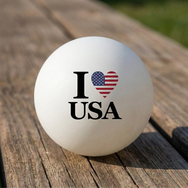 Balle De Ping Pong Servez l'esprit : "I ❤️ USA" Ping Pong Ball (Add Some Red, White, and Blue to Your Game.)