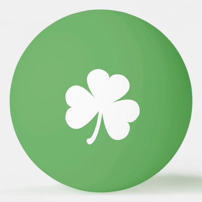 Balle De Ping Pong Shamrock irlandais blanc | Vert (Devant)