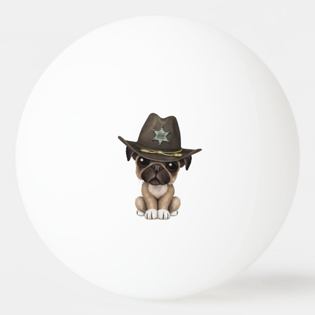 Balle De Ping Pong Shérif mignon de chiot de carlin (Devant)
