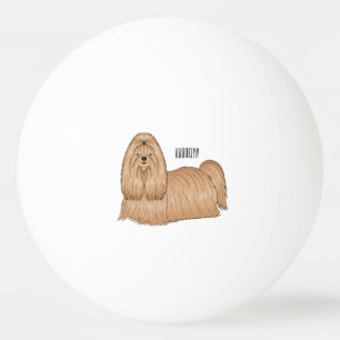 Balle De Ping Pong Shih tzu long hair dog cartoon illustration