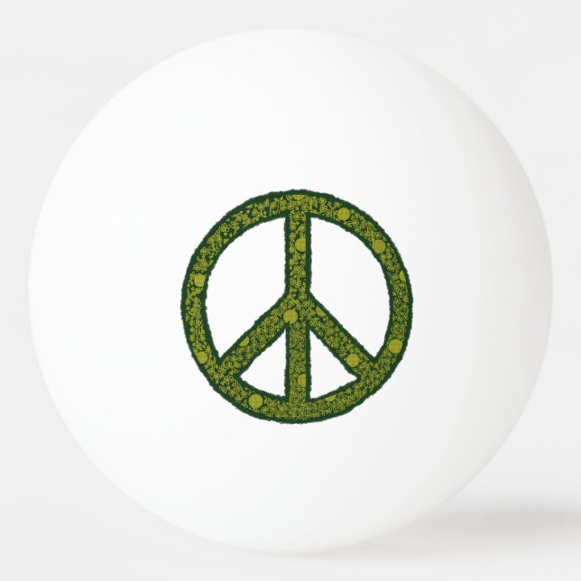Balle De Ping Pong Signe de paix vert  (Devant)