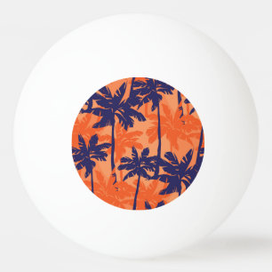Balle De Ping Pong Silhouette de palmier bleu, arrière - plan orange