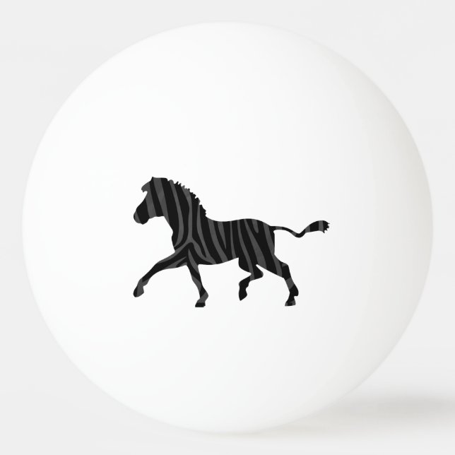 Balle De Ping Pong Silhouette d'impression noir et gris Zebra (Dos)