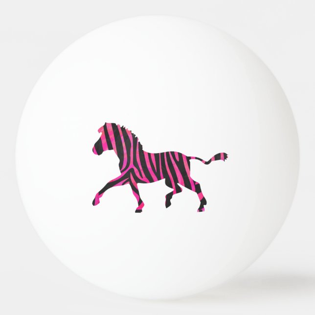 Balle De Ping Pong Silhouette noire et rose chaud Zebra (Dos)
