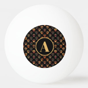 Balle De Ping Pong Silhouette Paw Animal Thanksgiving Monogramme noir