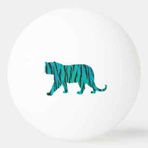 Balle De Ping Pong Silhouettes noires et Turquoises