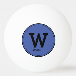 Balle De Ping Pong Simple moderne Monogramme Nom Classic Bleu