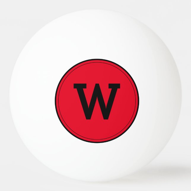 Balle De Ping Pong Simple moderne Monogramme Red Ping Pong Ball (Devant)