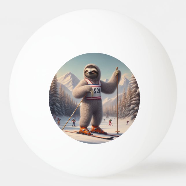 Balle De Ping Pong Sloth Skiing (Devant)