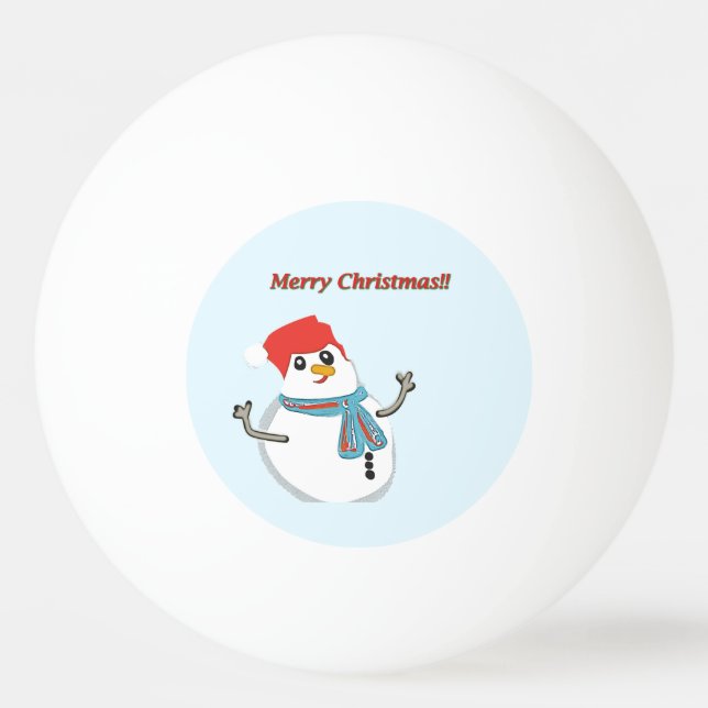 Balle De Ping Pong Snowman. Merry Christmas. (Devant)