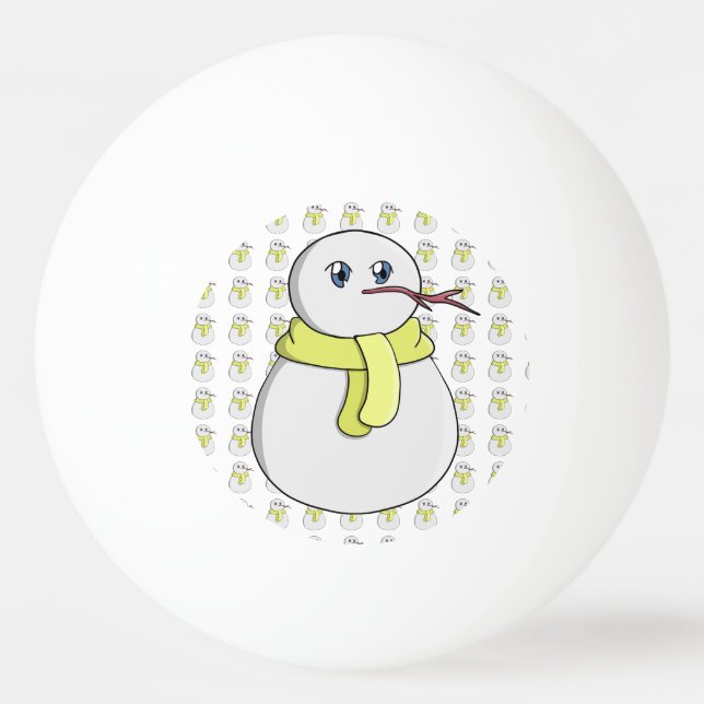 Balle De Ping Pong Snowman portant une écharpe jaune (Devant)