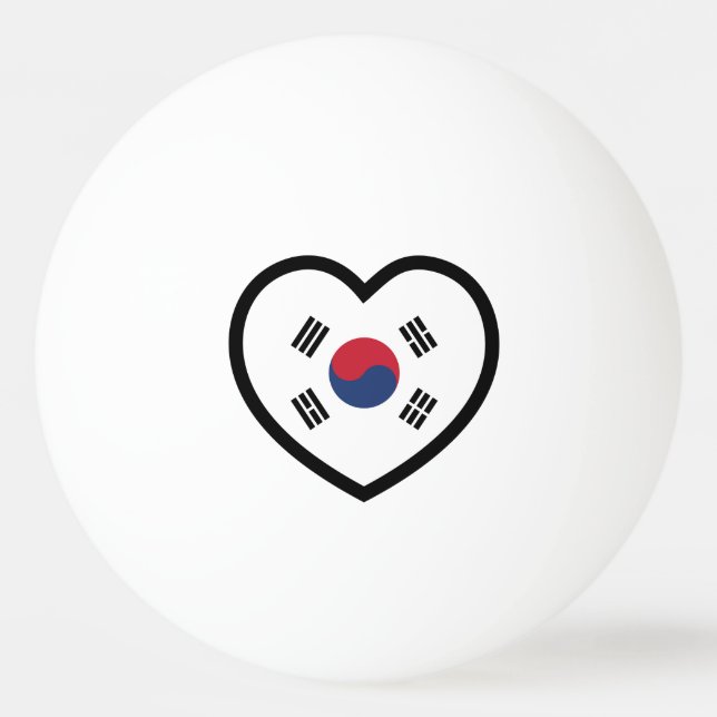 Balle De Ping Pong South Korea Flag Heart (Devant)