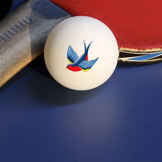 Balle De Ping Pong Style de tatouage d'oiseau hirondelle traditionnel (Créateur téléchargé)