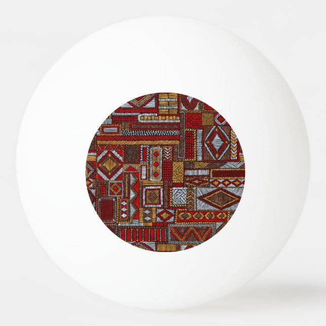 Balle De Ping Pong Style Patchwork Impression ethnique brodée (Devant)